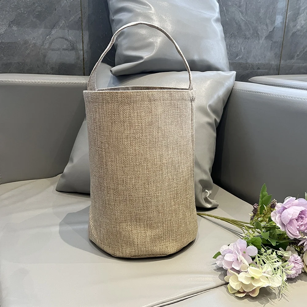8 Pcs Sublimation Blank Easter Baskets Candy Bags Large Capacity Composite Cotton And Linen Tote Bag For Heat Transfer Print ﻿