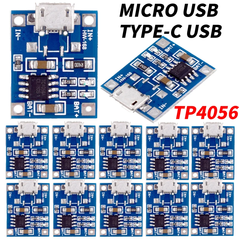 Mini Micro USB Type C USB 5V 1A 18650 TP4056 Type C Lithium Battery Charger Module Charging Board With Dual Current Protection