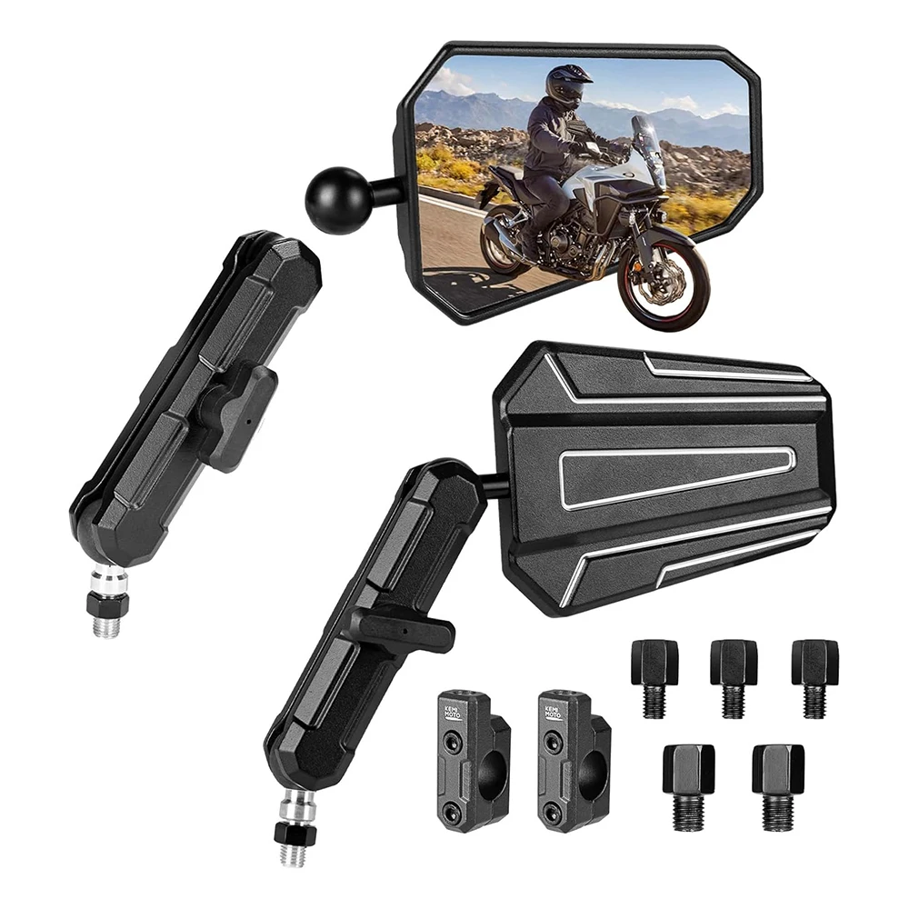 

Universal Motorcycle Mirrors Aluminum Foldable 360° M8 M10 Bolt 7/8'' Handlebar Mount Rearview Mirrors for ATV Dirt Bike Scooter