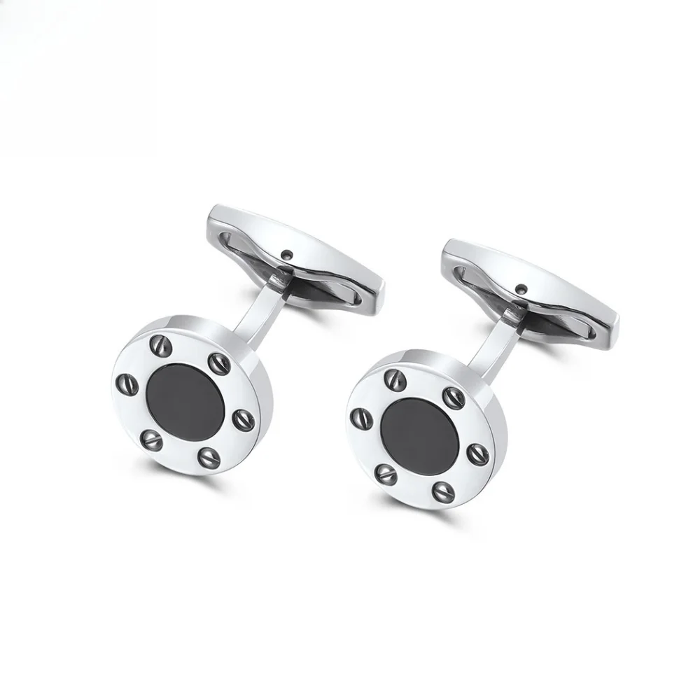 Mechanical Wind Rivet Black Disc French Cufflinks Retro Business Dress Cuff Buckle Decorative Accessories For Suits And Dresses