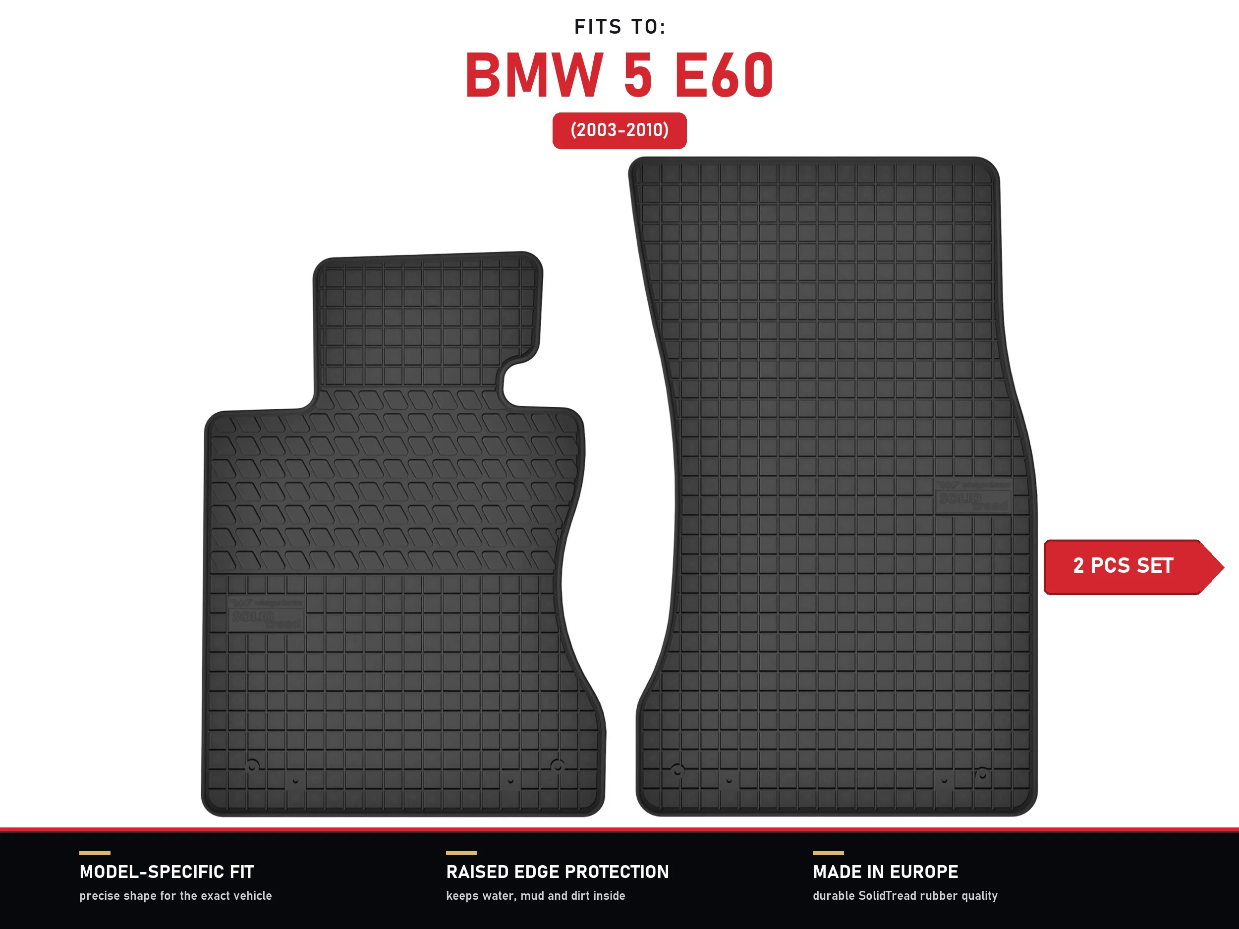 Rubberen vloermatten voor: BMW 5 E60 2003–2010 sedan
