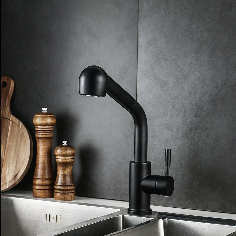 

Stainless steel rotary faucet, 304 kitchen pull-out faucet, all copper hot and cold faucet, vegetable basin sink faucet