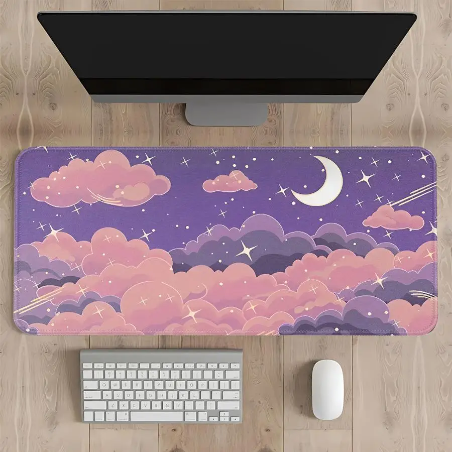 Cartoon Moon Pattern Mouse Pad Keyboard Mouse Pad Game Console Pad Computer Laptop Pad office Pad Desk accessories rubber
