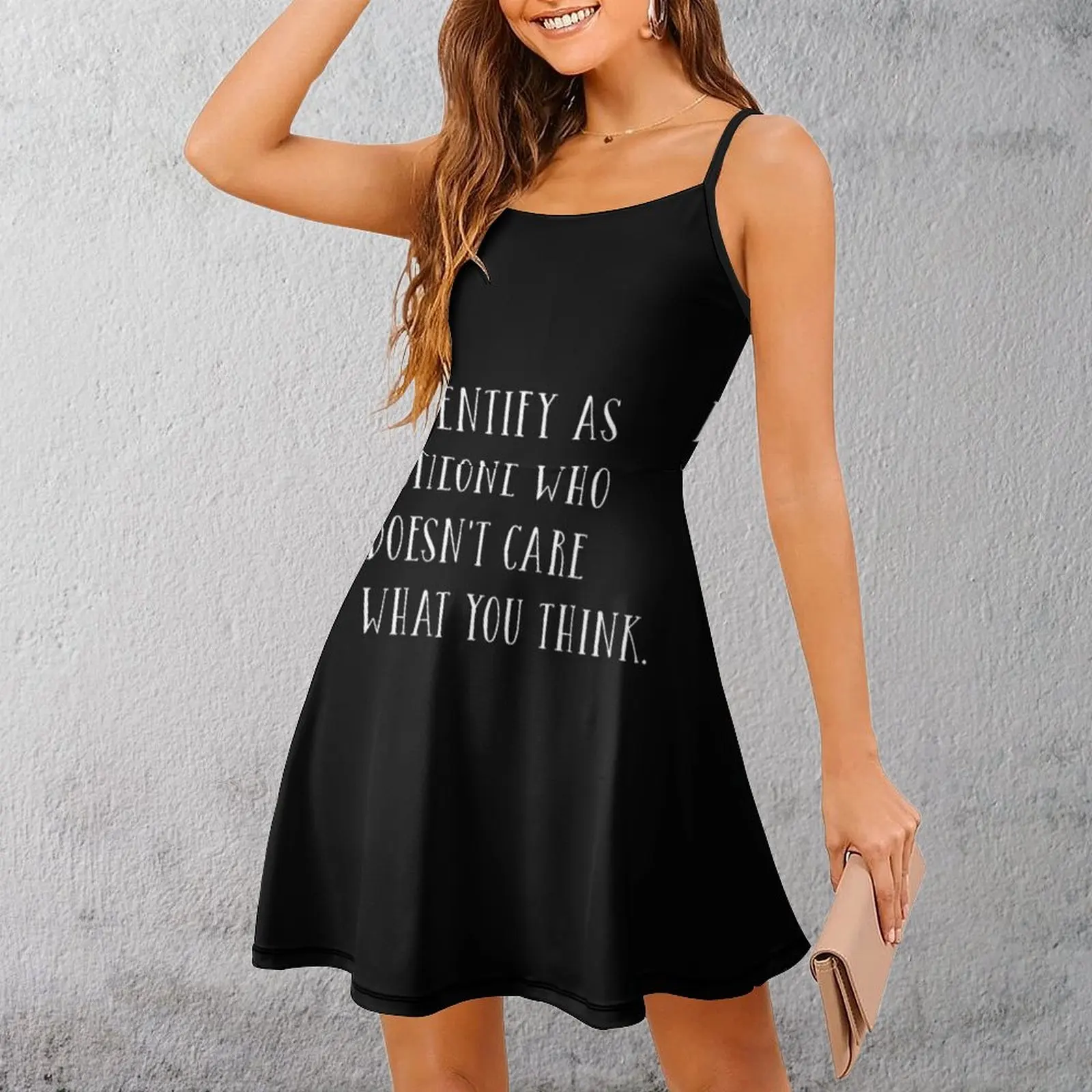 

Don't Care Attitude Tee Women's Sling Dress Funny Novelty Suspender Dress Graphic Vintage Exotic Woman's Clothing Vacations