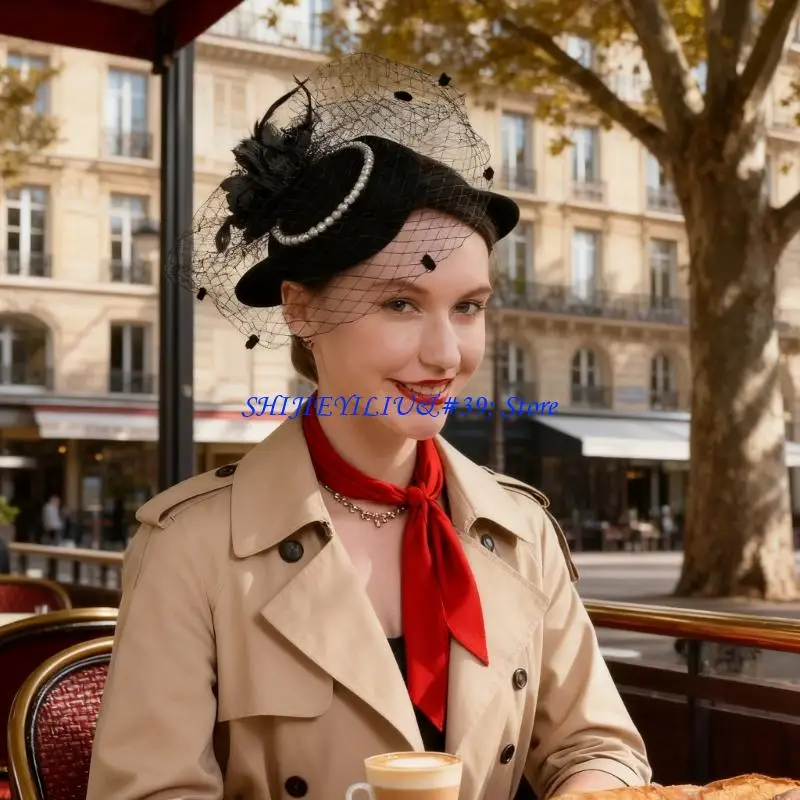 e21f-lace-fascinator-hat-with-pearls-decors-hair-clip-gloves-set-for-formal-occasion