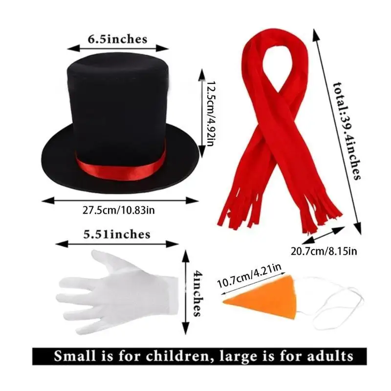 652F فستان ثلج قبعة زي مجموعة للأطفال رجل الثلج موضوع قبعة الحفلات ثلج زي وشاح الأنف أغطية الرأس صور الدعائم