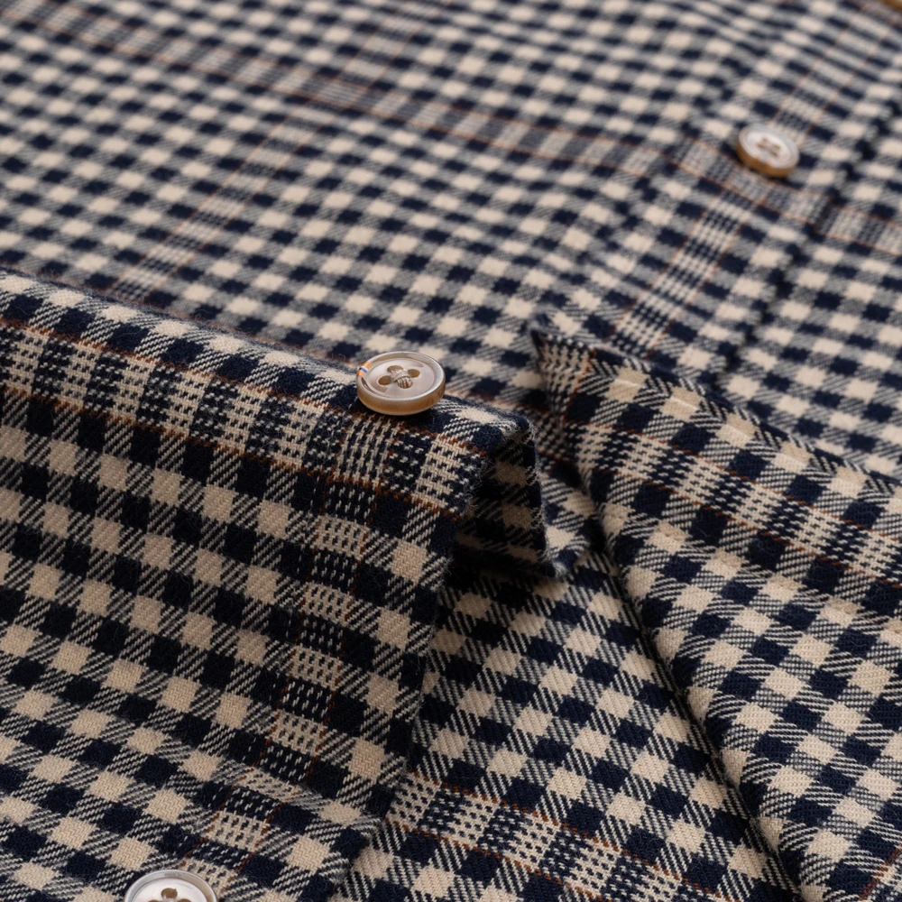 Chemise en coton rapCotton à manches longues Glutnel pour hommes, style anglais, coupe standard décontractée, optique à rayures à carreaux, chemises