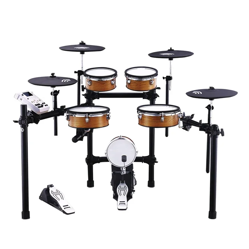 

Portable Electronic Drum Double Mesh Folding Solid Wood Cavity Full Silicone Cymbals Independent Snare True Drum Pedal