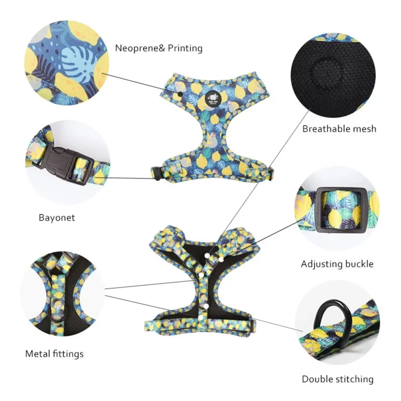 6pcs Set Reflective Pet Dog Harness Adjustable Puppy Cat Harness Medium Large Naughty Dog Vest For Chihuahua Small Large Dogs