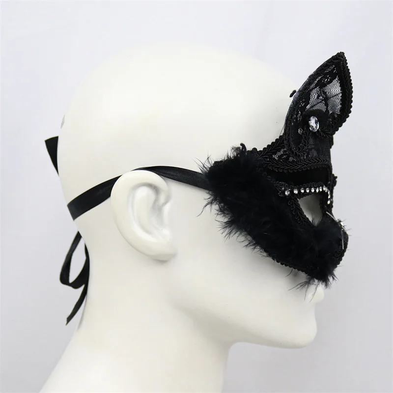 P-Jsmen Luxus Venetian Masquerade Maske Sexy Schwarze Katze Spitze Maske Phantasie Kleid Weihnachten Halloween Kostüm Party für Mädchen frauen