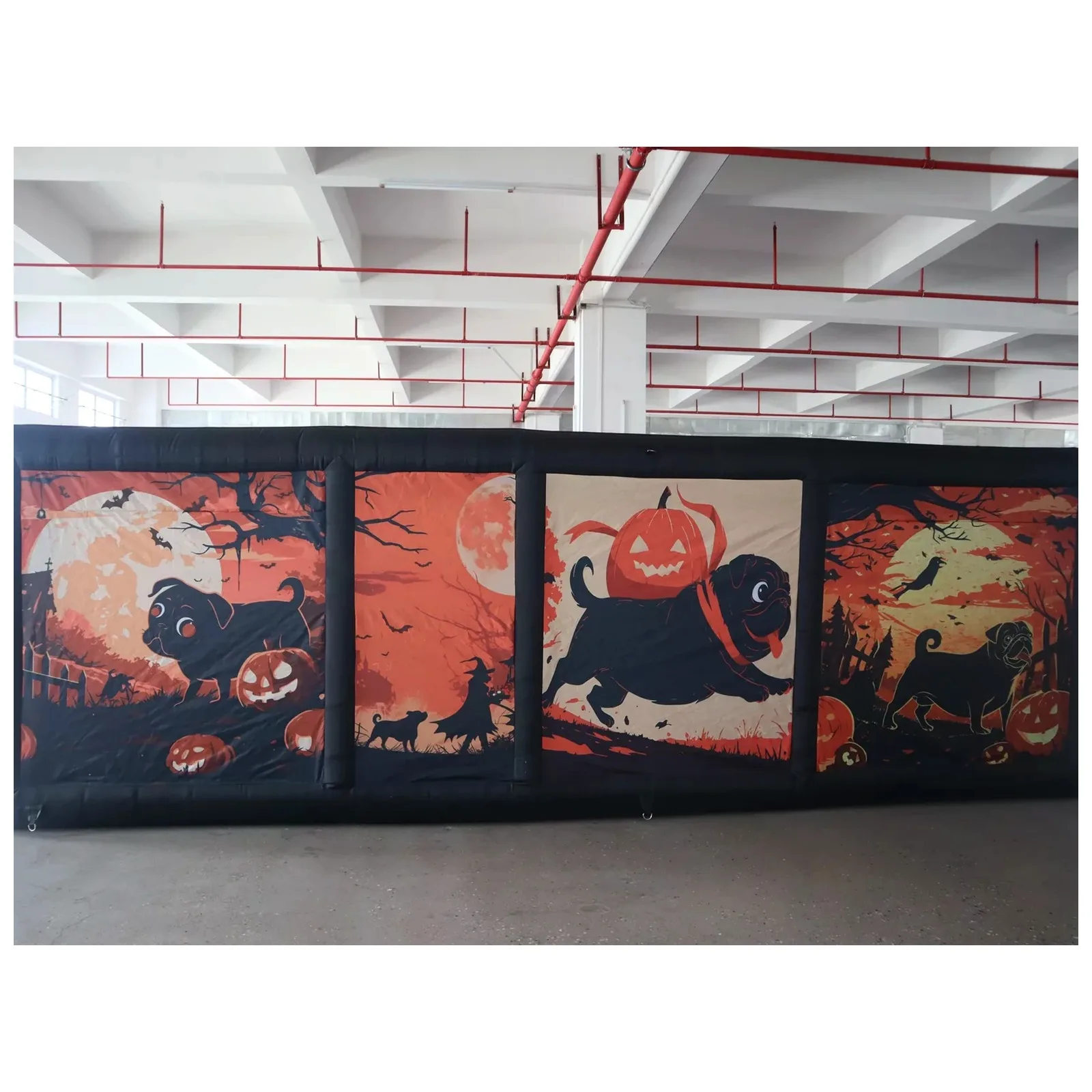 Outdoor Orange Animal Halloween Covered Inflatable Maze 4X6m 13X20ft with Blower Commercial Rental Party Challenge Fun Event