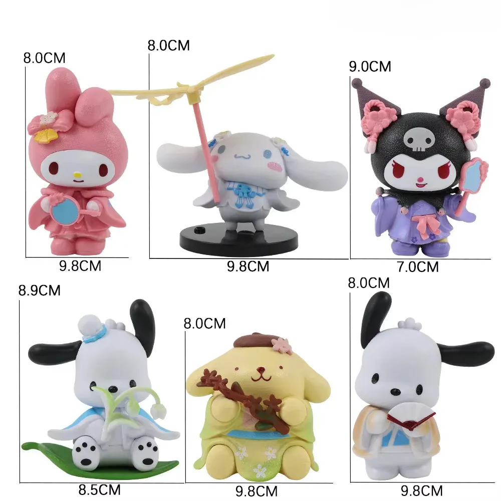 Miniso Sanrio nowa rymowanka z serii ubrań kwiatowych Kawaii Kuromi Pochacco Cinnamoroll melodia pudełko z niespodzianką dzieci prezenty świąteczne