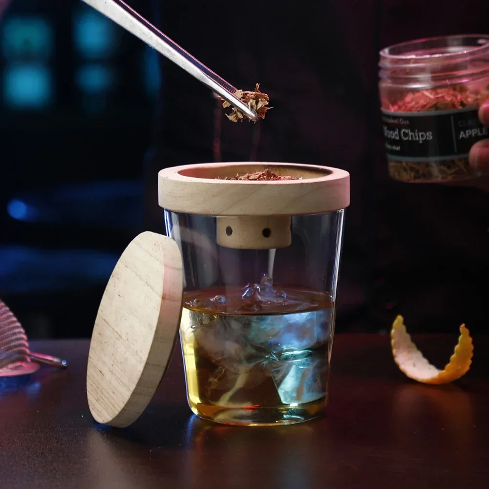 المهنية ويسكي كوكتيل المدخن عدة الطراز القديم مدخنة شرب المدخن مع رقاقة الخشب بار أدوات جزيء هدايا للأصدقاء #2