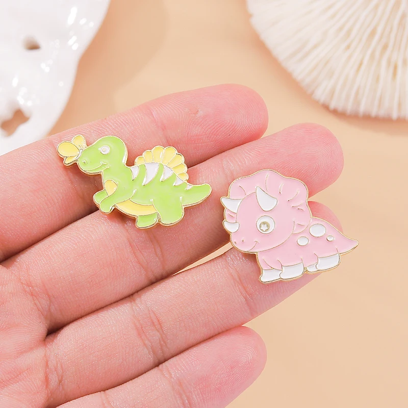 Broches de Estegosaurio t-rex personalizados, insignias de solapa, joyería de animales prehistóricos, regalo para niños, amigos, dinosaurios Kawaii, esmalte