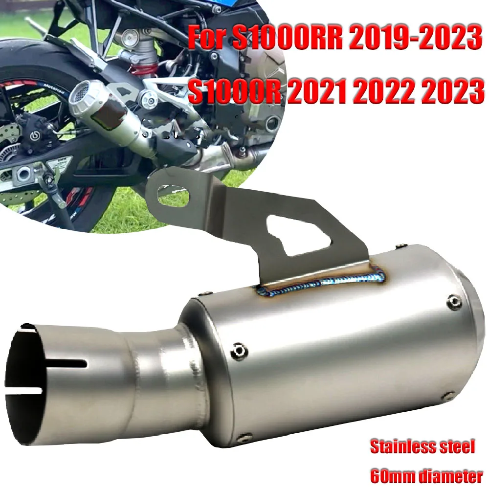 

For S1000RR 2019-2023 S1000R 2021- 2023 Exhaust System Motorcycle Muffler Off-Road Exhaust Pipe 60mm Slip-On