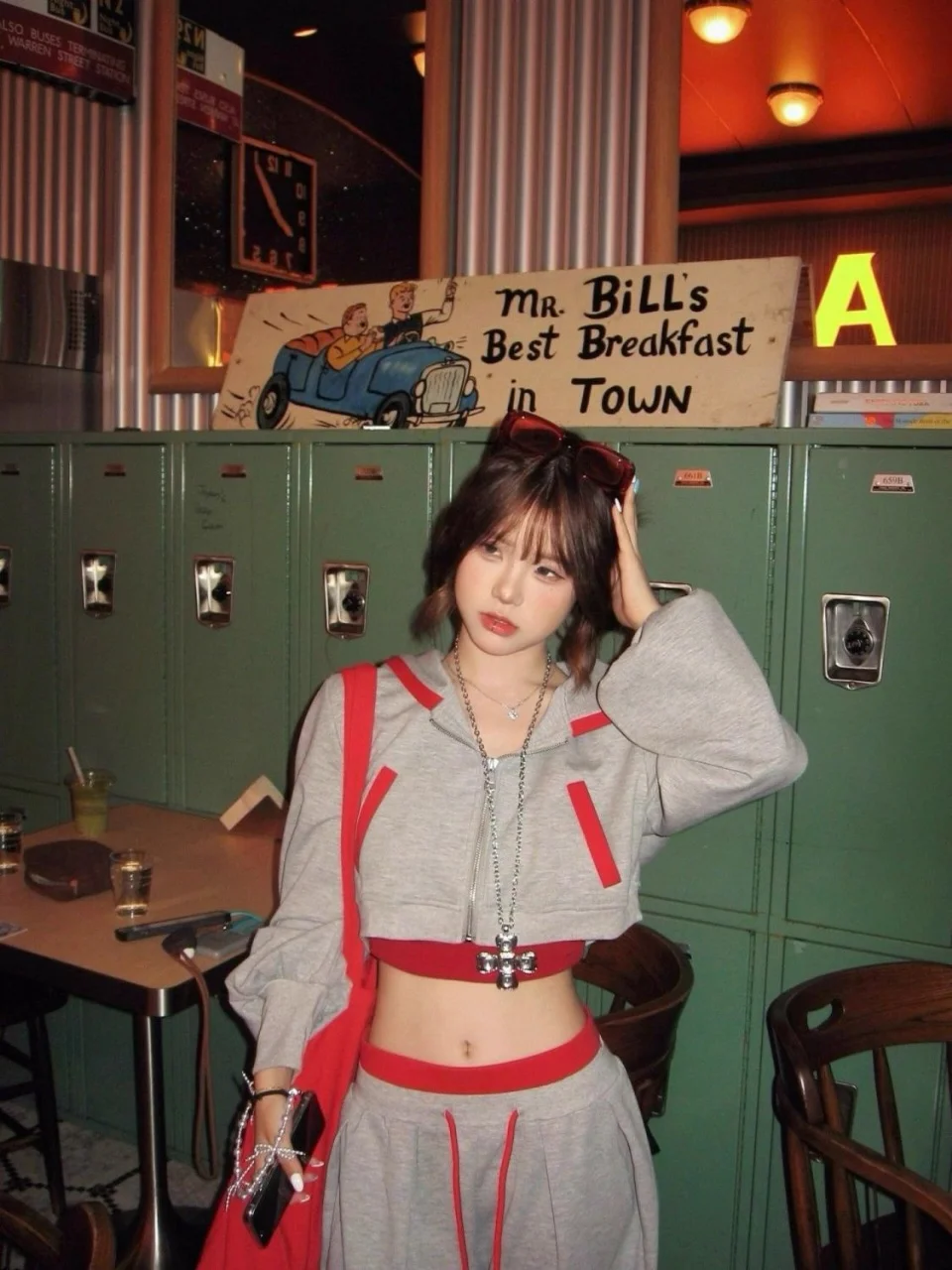 Fille épicée rétro américaine contrastant sweat à capuche ensemble automne casual sport femmes pantalons top deux pièces ensemble Y2K emo