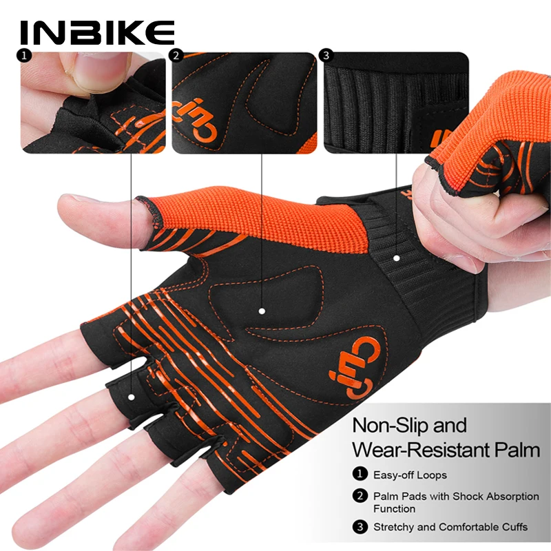 INBIKE Shockproof Cycling Gloves Summer Men\'s MTB Road Bike Gloves Thickened Pad Women Outdoor Sport Bicycle Gloves MH106