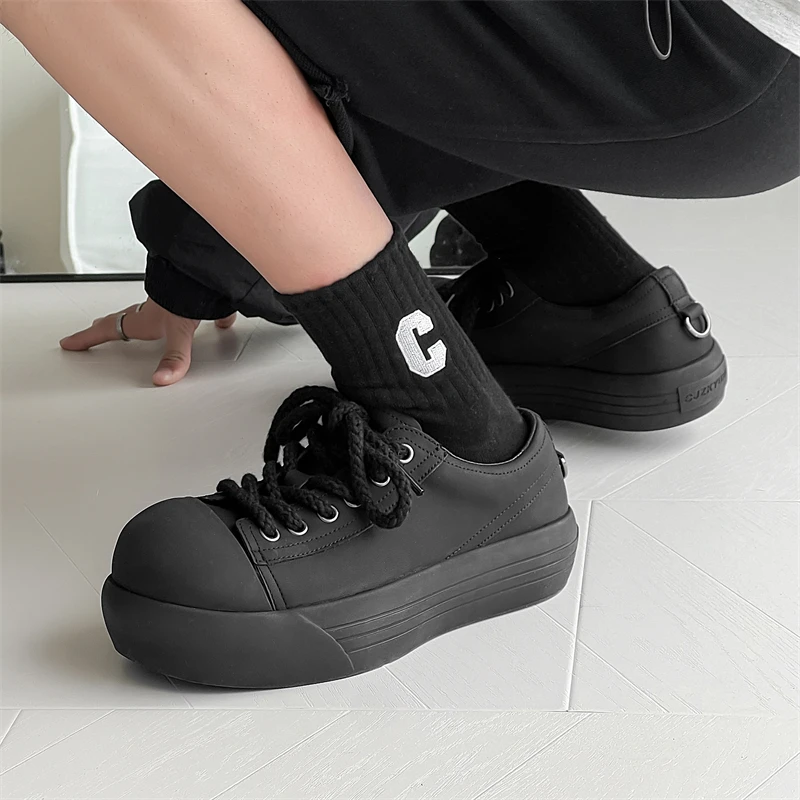 Original Design S/A New Teenagers Street Style Casual Shoes For Men\'s Women\'s Black Sneakers Walking Height Increasing Shoes