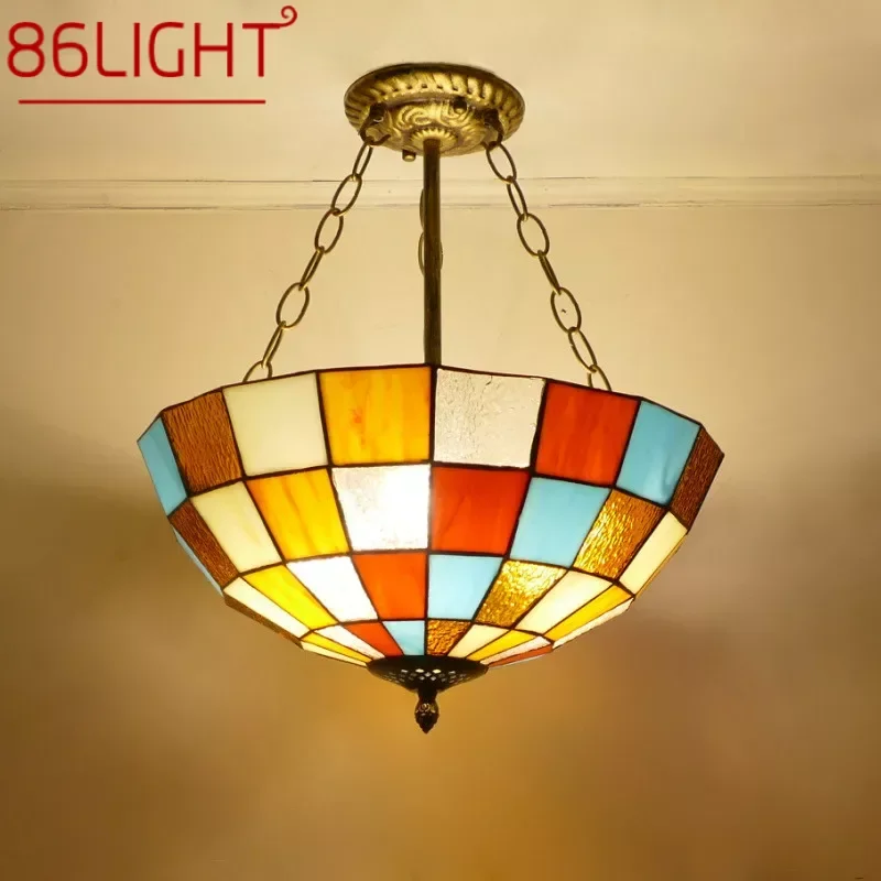 

86LIGHT Tiffany European Chandelier Vintage Creative Color Glass Pendant Lamp Home Living Room restaurant Bedroom HotelCorridor