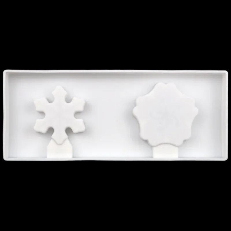 2 Even Snowflakes, Ice Cream Mold, Silicone Popsicle Mould with Lid and No Stick. XG309