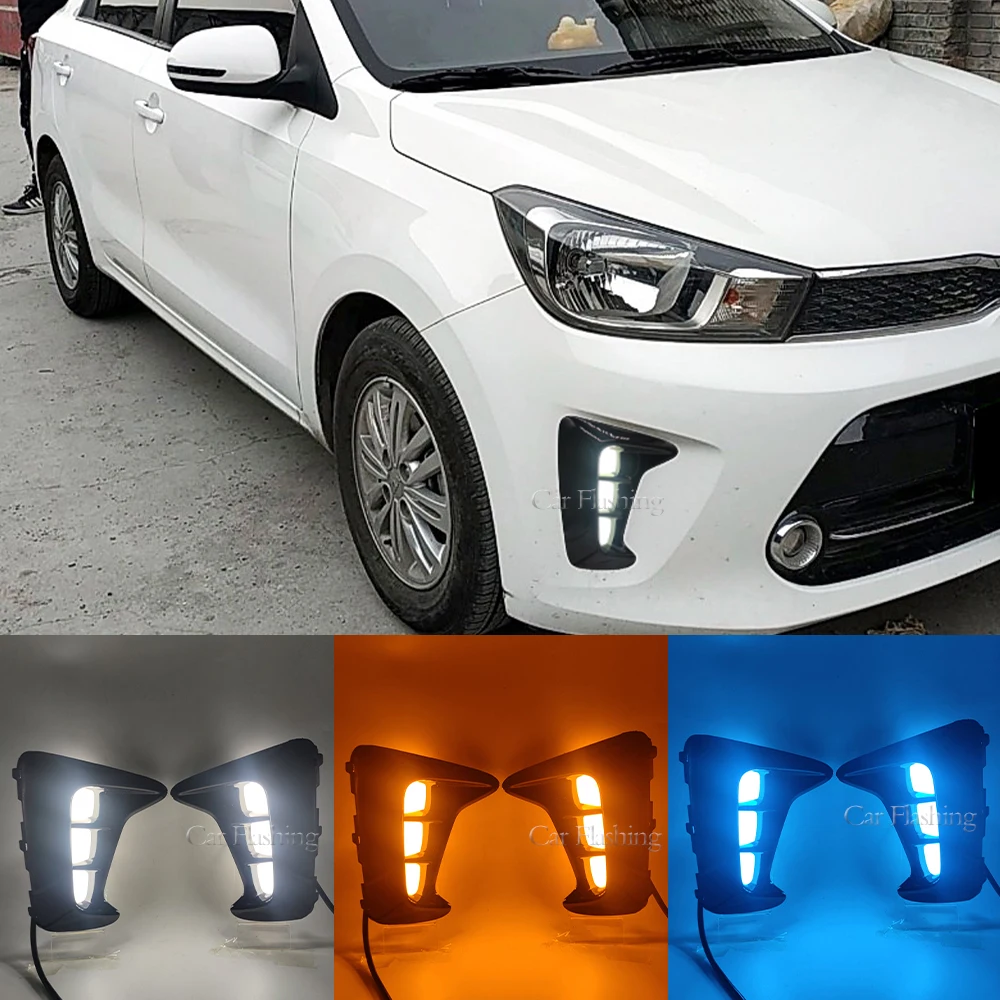 Car Flashing 2PCS DRL For KIA PEGAS Soluto 2018 2019 2020 LED Daytime Running Lights Daylight Fog Lamp Signal Lamp