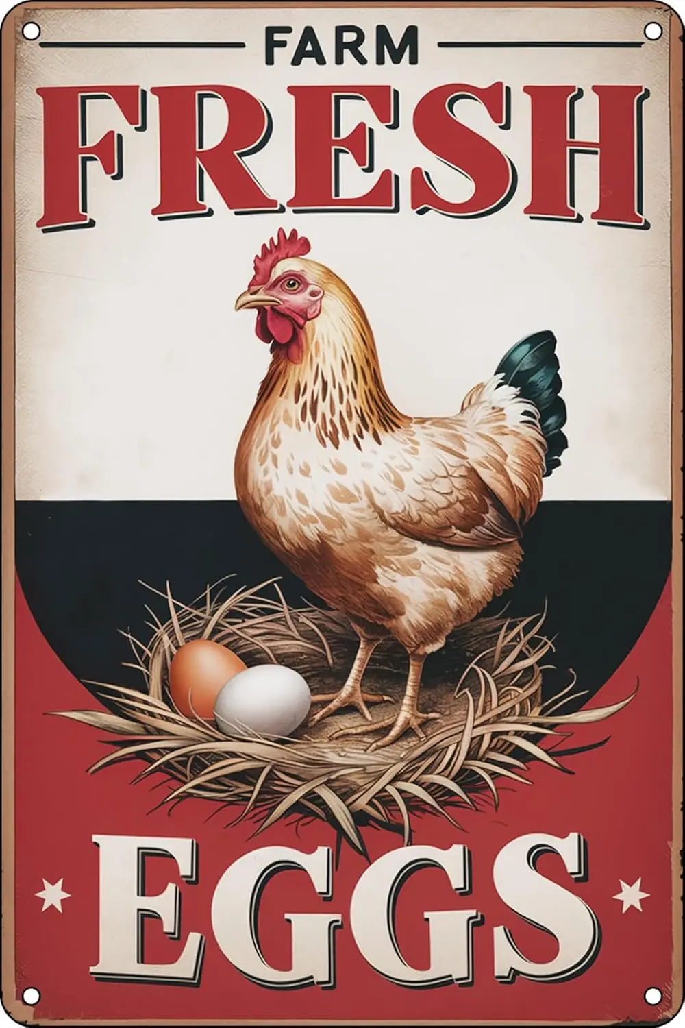 Farm Fresh Eggs Vintage Metal Tin Signs Retro Wall Decor for Kitchen Chicken Coop Home Farm Farmhouse Shop 8x12 Inch sign