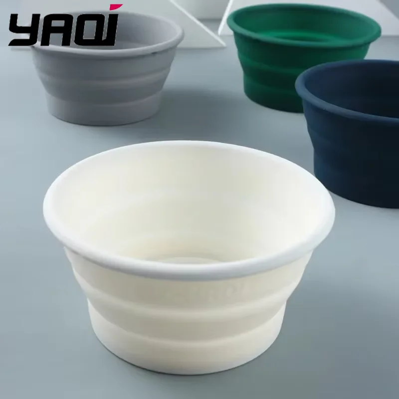 YAQI White Collapsible Silicone Shaving Bowl - Portable Travel tool non-slip shaving bowl for Men