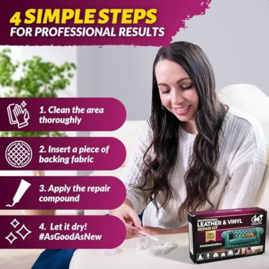 الجلود وتثبيت ثقوب الدموع الخدوش والتقشير على الجلود والفينيل الأثاث مقاعد السيارة والسترات سهلة الاستخدام مع C