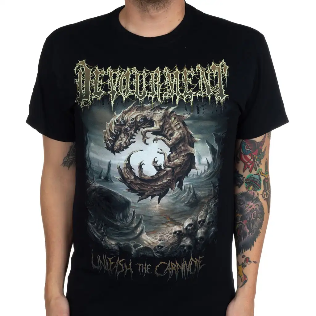 Fit Devourment Band Graphic Cotton Shirt Unisex Summer Short Sleeve Fashion Brand Tee Luxury Casual Vintage Tees