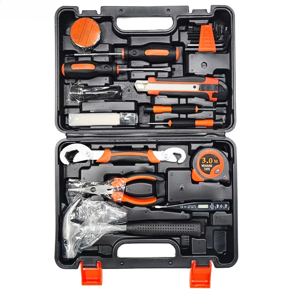 25 Pcs Hardware Multi Hand Tools Kit Spanner Wrench Bicycle Repair Home Sockets Tool Set Box