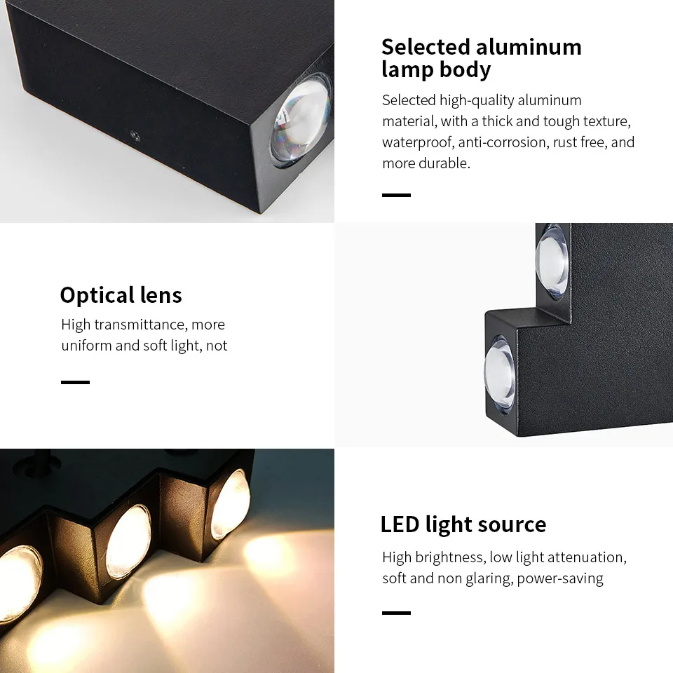 Waterproof IP55 Aluminum LED Wall Lamp AC85-265V LED Modern Outdoor Lights Patio Lights Durable Up and Down Lights Yard Wall Lig