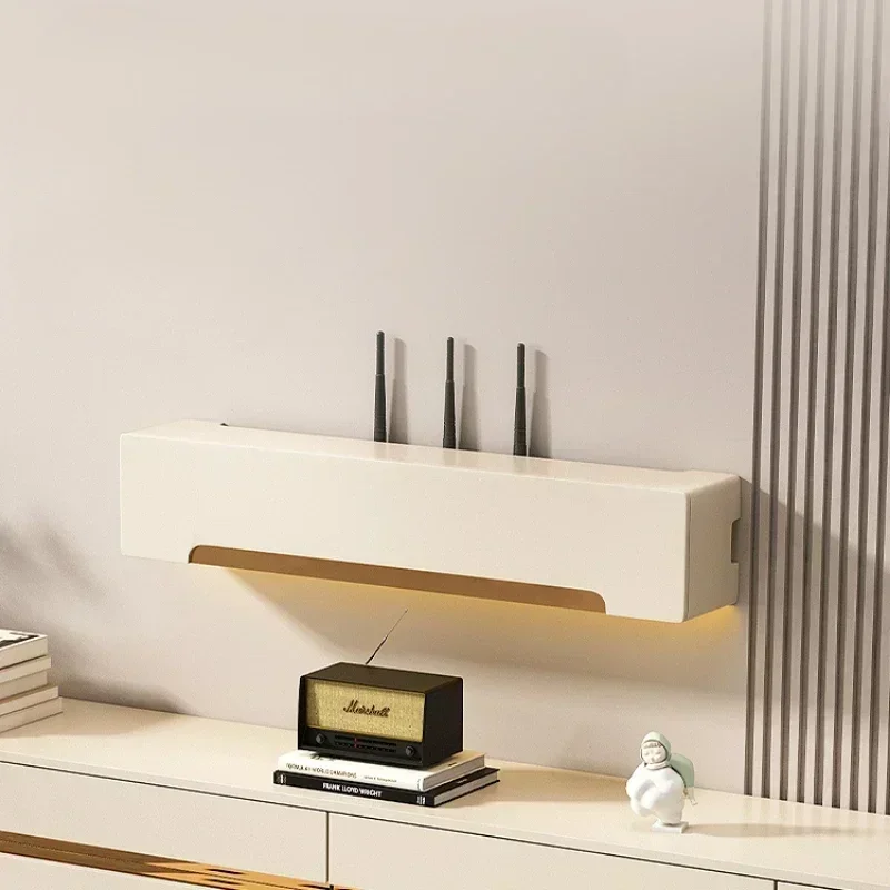Cream-Style TV Router Box Wall-Mounted Power Cord Organizer Set-Top Dust-Proof Rack Multi-Function Plug Board Holder - Image 2