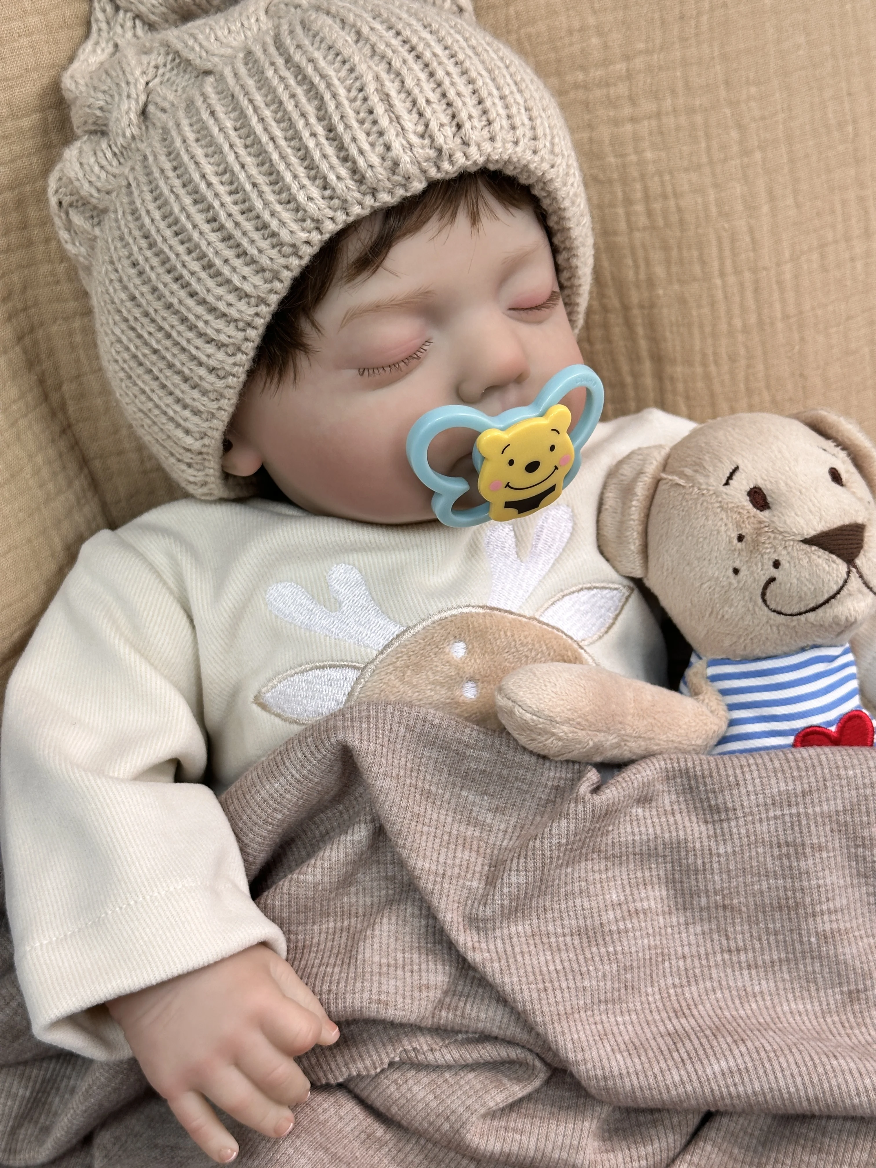 Cokela 20 Zoll/50 cm echte Babypuppe Real Soft Touch Baby realistische Silikon-Reborn-Babypuppe mit handimplantiertem Kunsthaar