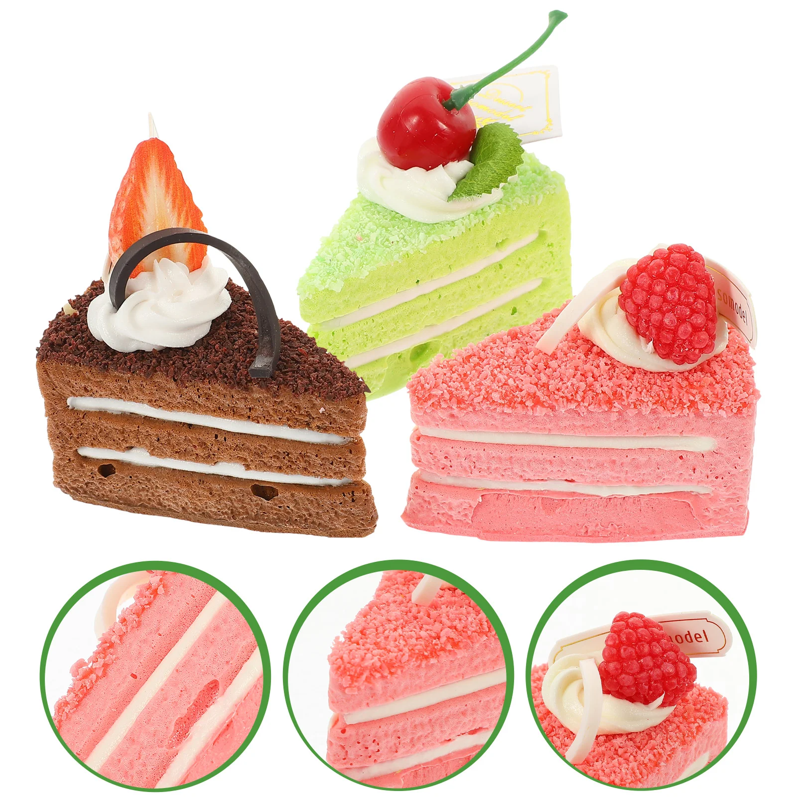 

3 Pcs Simulation Cake Model Dessert Models Lifelike Fruit Cakes Photo Props Showcase Home Lovely Molds