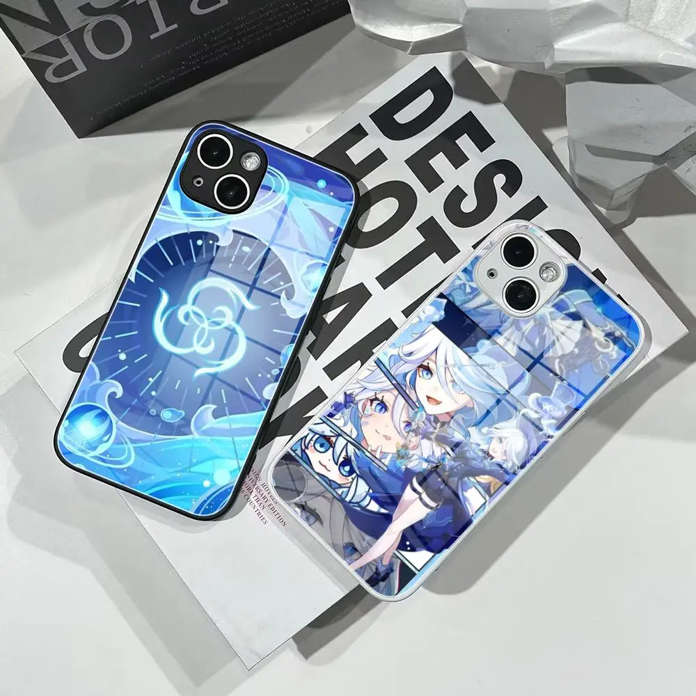 

Genshin Impact Furina Phone Case Tempered Glass For IPhone 16 15 Pro Max 14 13 12 Mini Plus Samsung S24 S23 Ultra phone case