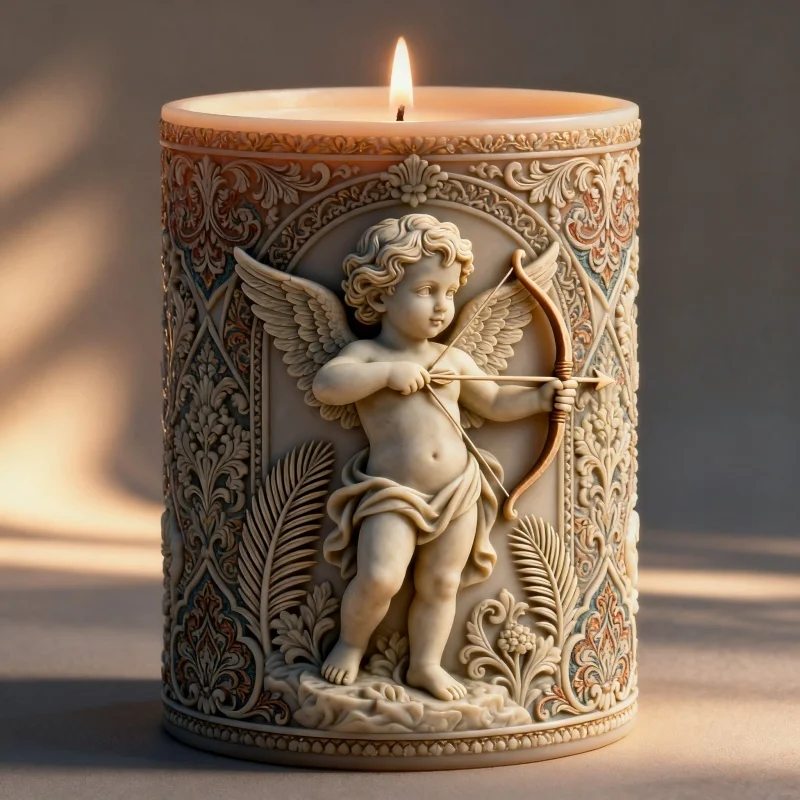 Angel Cupid Relief Silicone Candle Mold, Complex Pattern Handmade Mold, Easy to Demold and Clean Resin Mold