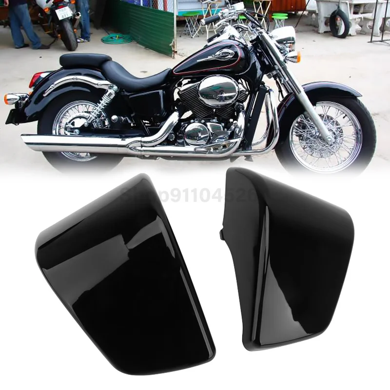 For Honda Shadow ACE VT750 VT400 1997-2003 Motorcycle Black Side Battery Cover Left Right Protector Fairing Guard Parts ABS