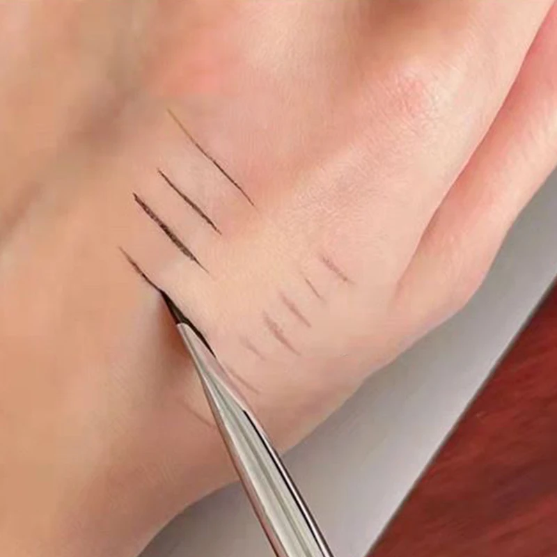 2pcs Angled Blade Brush Professional Makeup Tool Eyeliner Eyebrow Sleeper Eyelid Ultra Thin Fine Flat Lower Puff Women Beauty