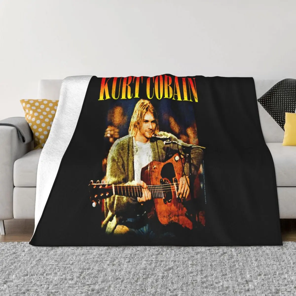 Kurt Cobain 2 Xl Men's Creative Science Adult New Rock Personalized Creative Design Movie Text Slogan Throw Blanket