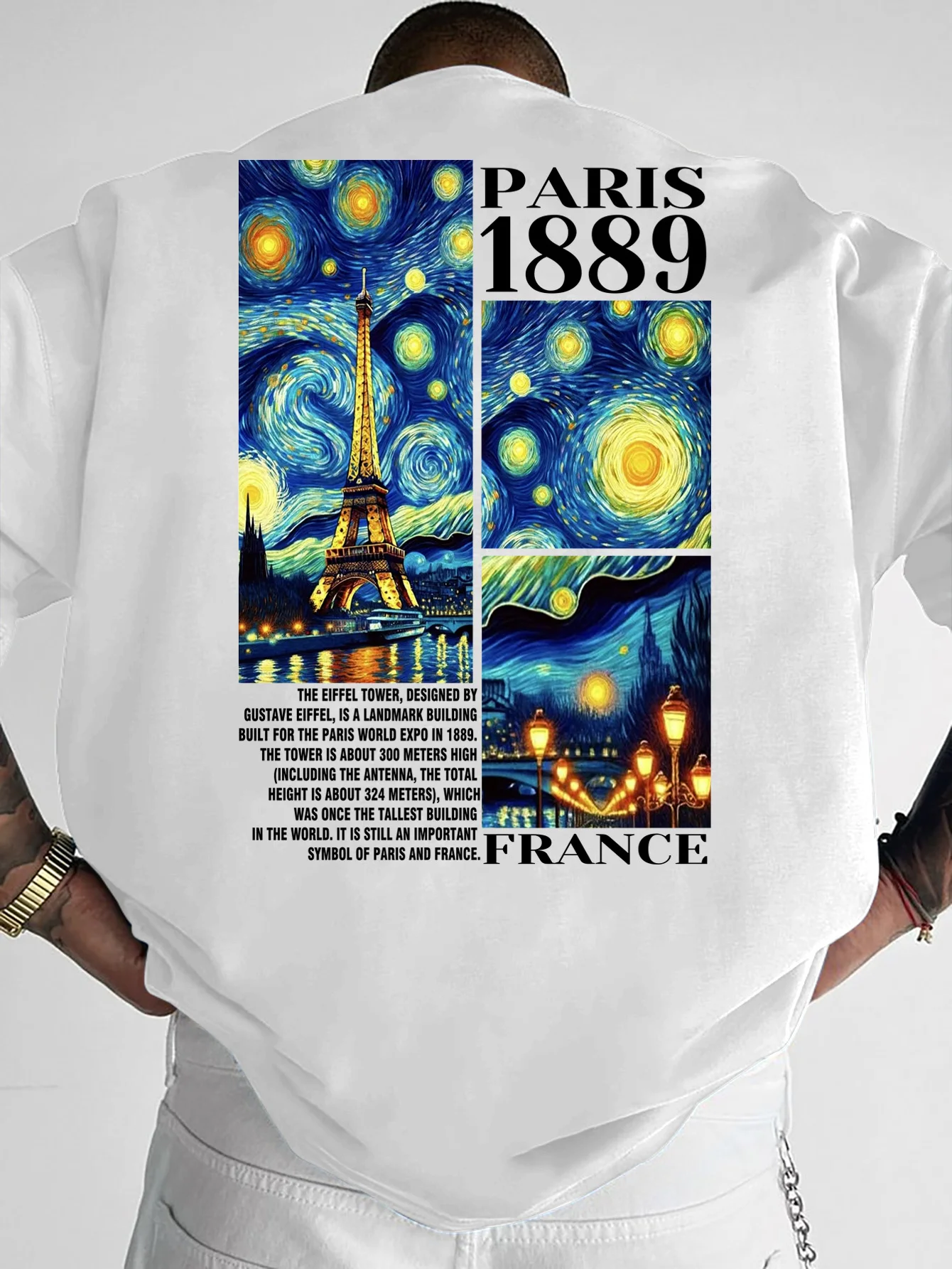 Paris 1889 Starry Night Eiffel Tower Oversized Tee