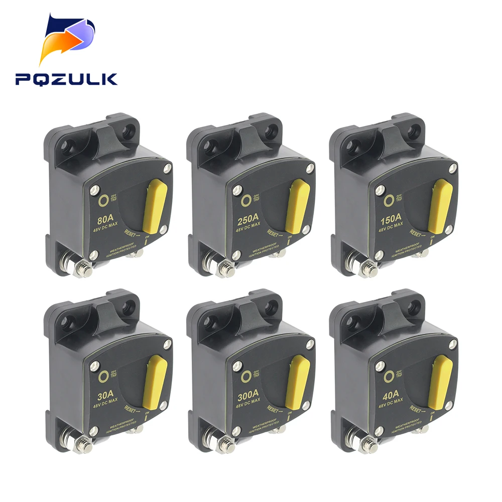 30A 40A 50A 60A 80A 100A 150A 200A 250A 300A Circuit Breaker Car Boat Auto Manual Reset Waterproof 12V-48V