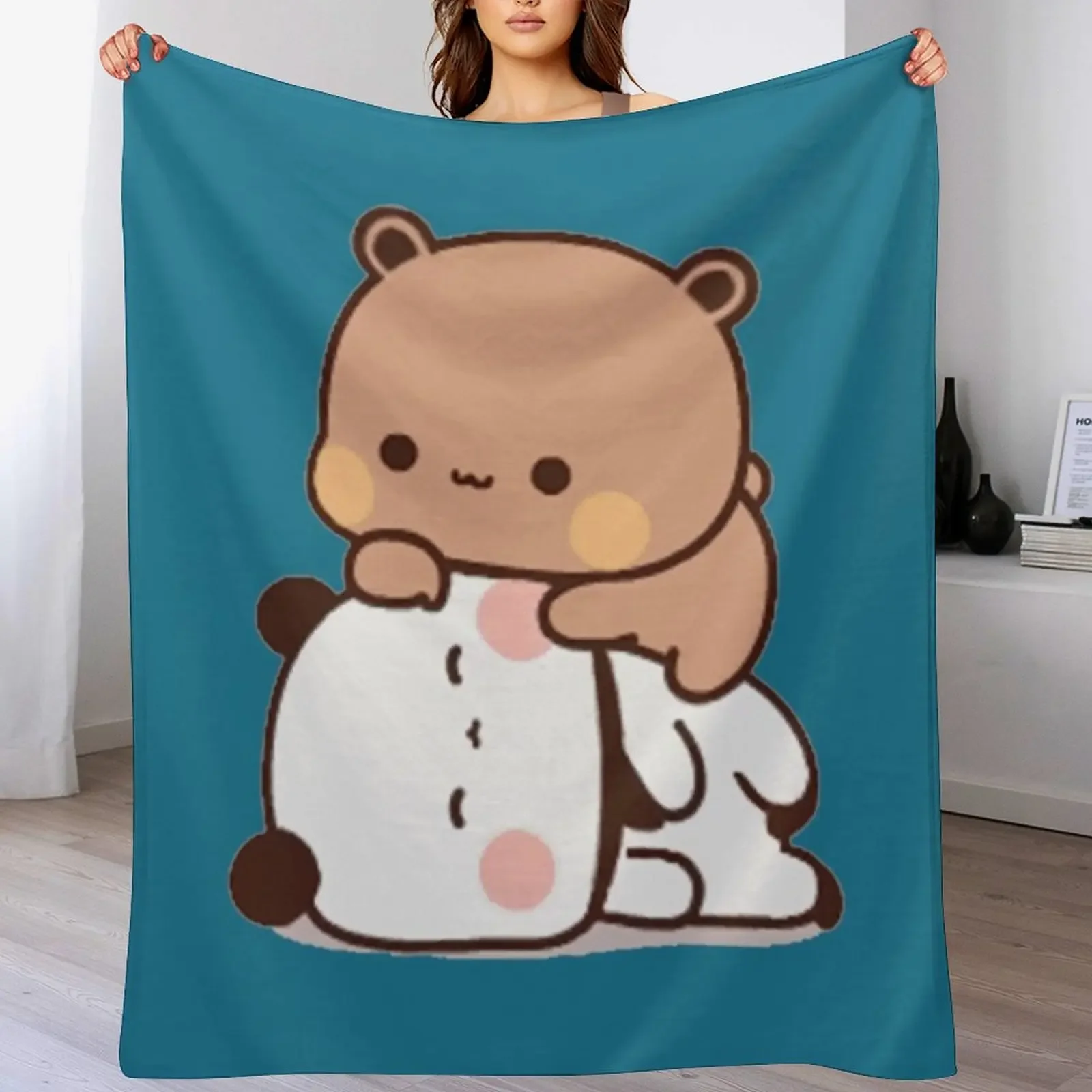 

Cute Dudu Is Laying On The Sleeping Bubu Throw Blanket Decorative Beds christmas decoration Retros Flannel Blankets