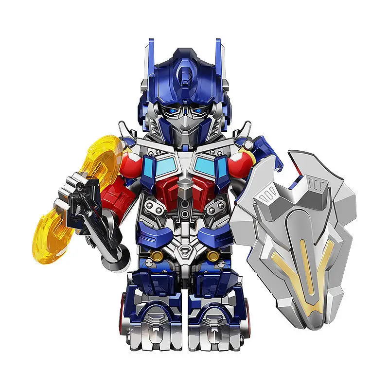 Homem de tijolo transformadores montar kit modelos bonito mini transformador carro brinquedos crianças presentes natal optimus prime bumblebee figura ação