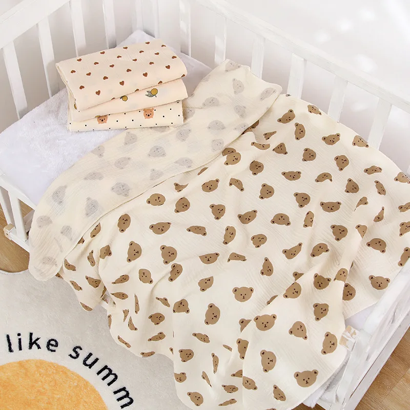 

Cotton Muslin Cute Cartoon Printing Baby Swaddle Blanket Soft Breathable Newborn Baby Receiving Blanket For Infant Boys Girls