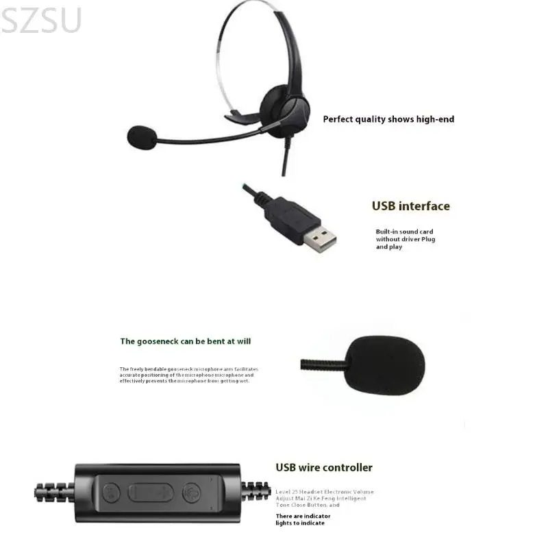 SZSU Professional Corded سماعة رأس الهاتف سماعة رأس مكالمة ضوضاء سماعة الرأس مع سماعة الرأس Micher RJ9 للكمبيوتر