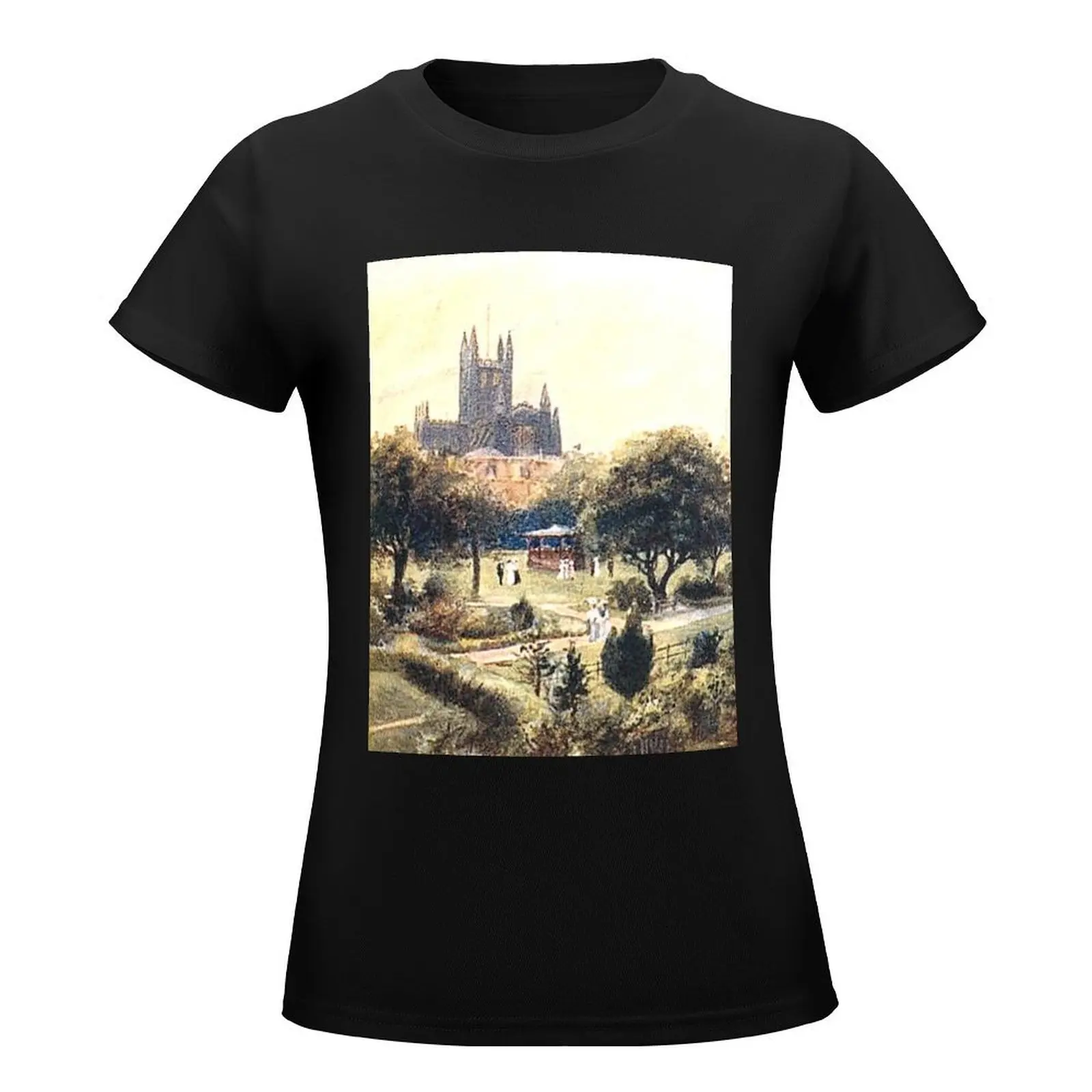 Bath Cathedral from North Parade Bridge, Bath, Somerset, England T-Shirt korean fashion summer tops cotton t shirts Women