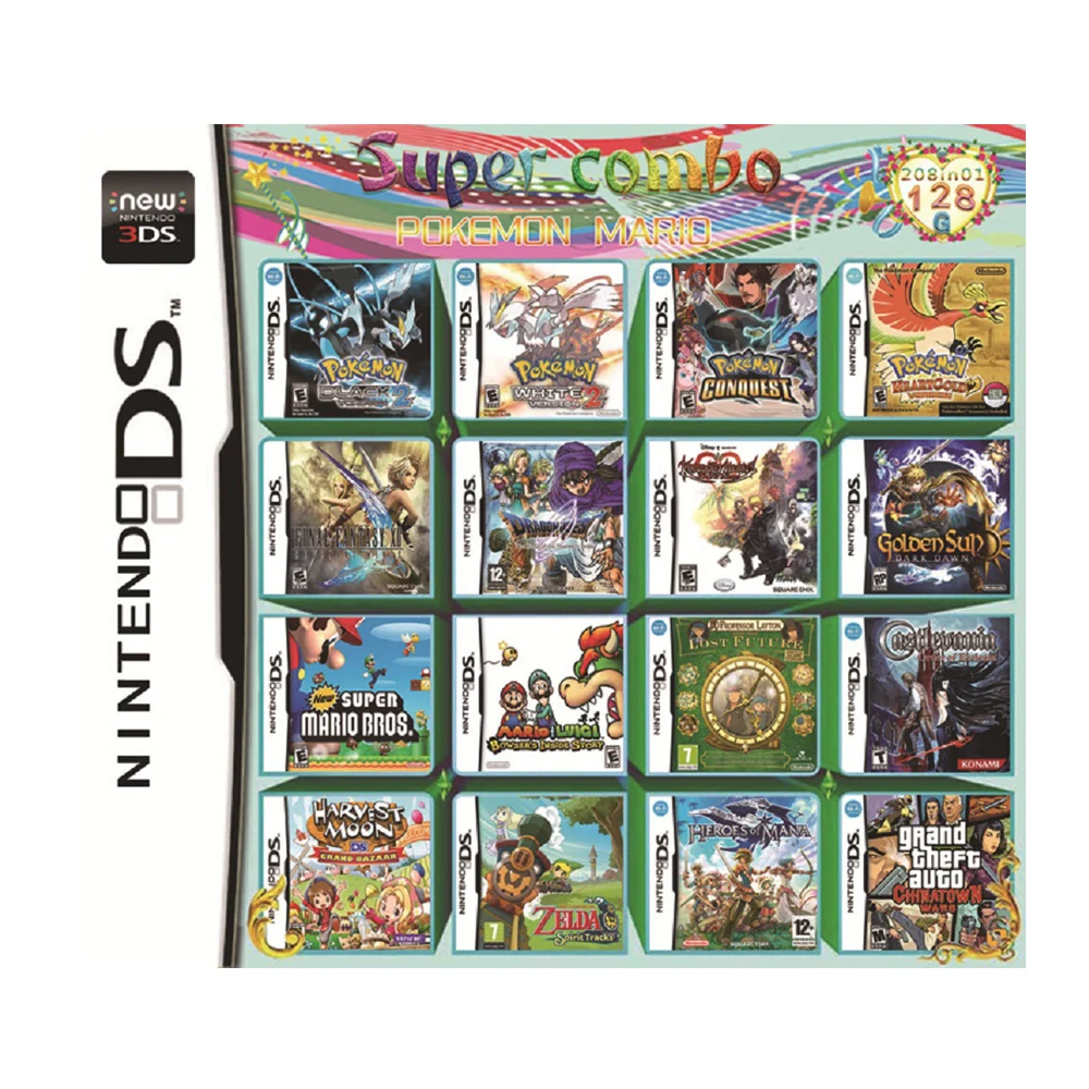 ตลับเกมคลาสสิกแบบผสม4300/208/486/500 in 1 DS สำหรับ3DS 2DS