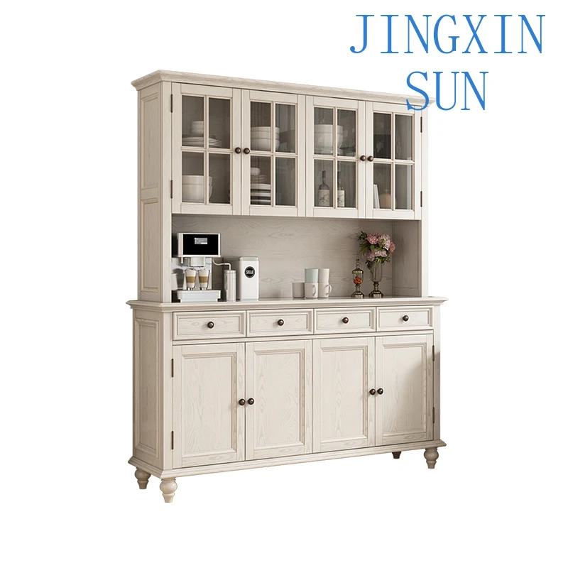 Solid wood sideboard, wine cabinet, American style rural living room, tea cabinet, large capacity storage cabinet