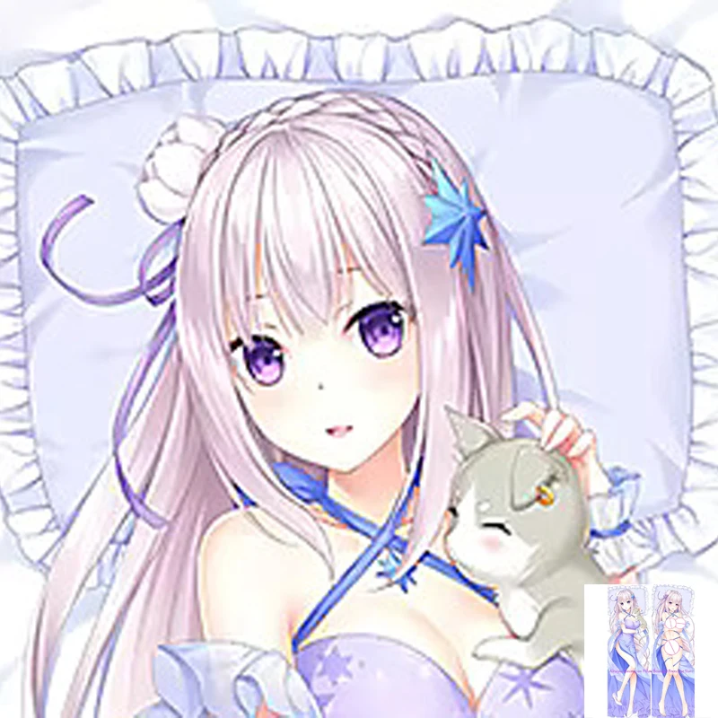

Anime Dakimakura Pillow Case Emilia Sexy and Busty Beautiful Girl Double-Sided Halloween Decoration