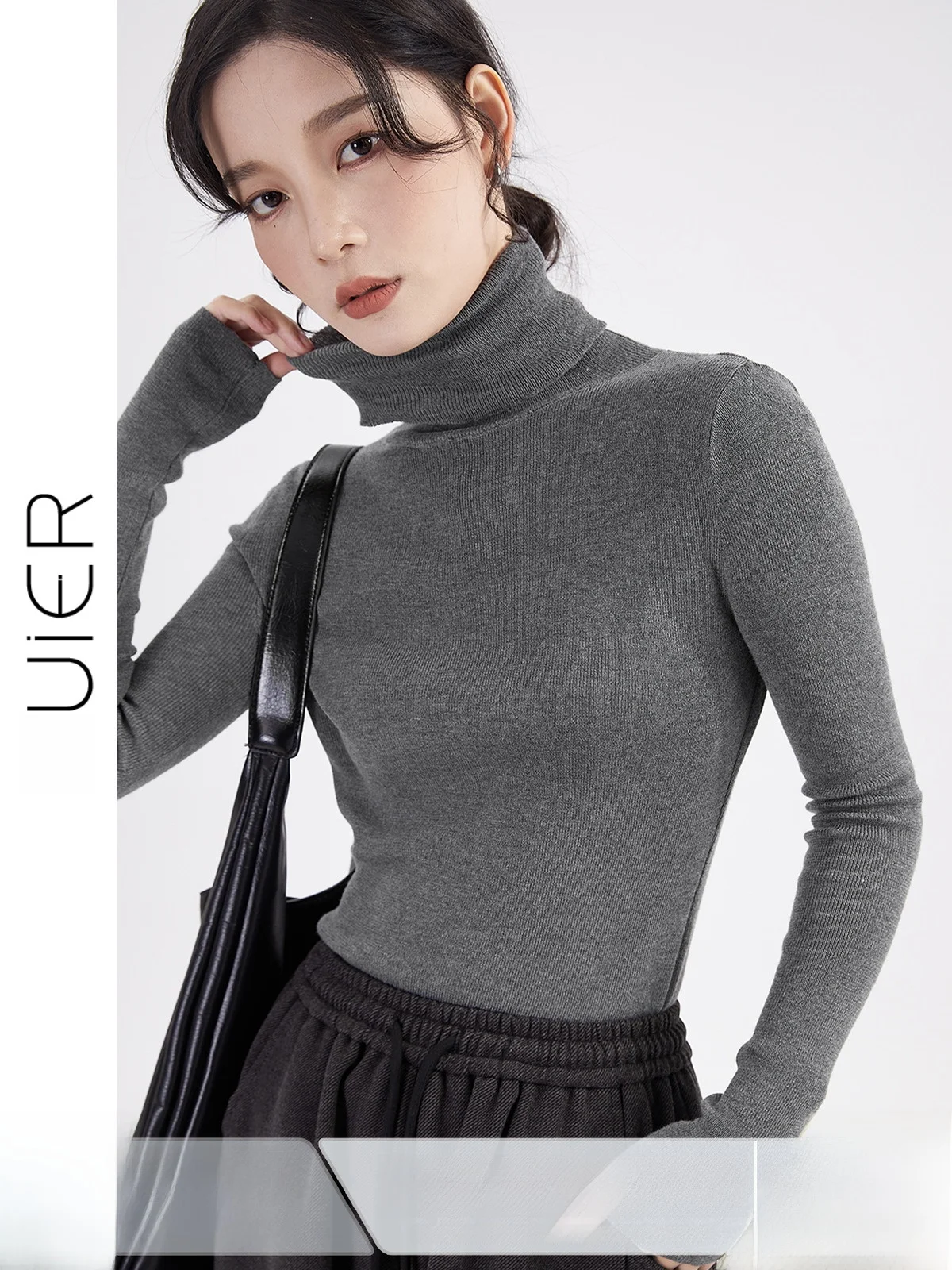 

Женский трикотажный топ Guier High Ne: облегающий, однотонный, универсальный, модный, высококачественный, для зимы